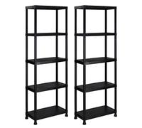 Pack 2 estanterías de plástico modulares 170x60x30 cm con 5 baldas Resistentes Cada una | Almacenaje Ideal para Interior y Exterior: Garaje, trastero, jardín, Oficina | Montaje sin Herramientas