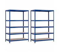 Pack 2 estanterías modulares con 5 baldas ajustables azul 180x120x60cm 1250kg thinia home