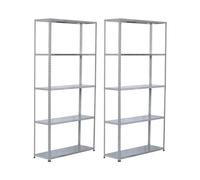 Pack 2 Estanterías Modulares Metálicas SteelSmart con 5 Baldas 200kg 180x30x90cm 7house