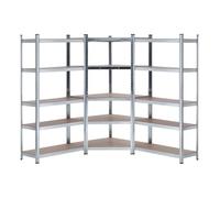 Pack 2 Estanterías Modulares y 1 Estantería Esquinera Galvanizadas 5 Baldas Ajustables GH91