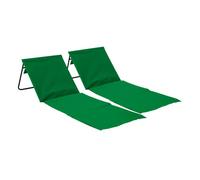 Pack 2 esterillas plegables de playa acolchadas con respaldo verde 153x51x42cm 7house