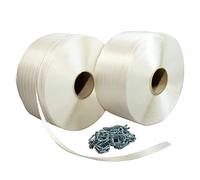 Pack 2 Flejes hilo a hilo 19 mm x 600 m + 250 hebillas GRATIS - Fleje textil de alta resistencia 550kg - TECPLAST PFF2