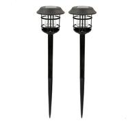 AKTIVE 61557, Pack de 2 Balizas exterior solares, Luz continua entre 6 y 8 horas, de 8 lumen, Impermeable, farolas solares, luces solares led exterior, Estacas de luz solar led para exterior