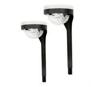AKTIVE 61558, Pack de 2 Balizas exterior solares, Luz continua entre 6 y 8 horas, de 22 lumen, Impermeable, 11 leds, farolas solares, luces solares led exterior, Estacas de luz solar led para exterior