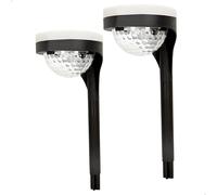 Pack 2 Focos Solares LED Doble Luz Cálida, Ø12x49 Cm, Negro y Blanco