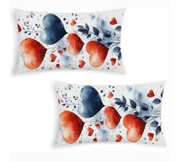 Pack 2 Funda de Almohada 50x70 cmde Lino - Fundas de Cojín Rectangulares con Impresión Doble Cara - Crema - Cojines Decorativos para Sofá, Dormitorio, Terraza con Cremallera Invisible - Amar j0-508