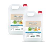 Pack 2 garrafas body milk 5 litros aloe vera y leche de almendras - total 10L - loción hidratante pH neutro para cuidado corporal - uso colectivo en hoteles, spas, gimnasios y residencias - Intercabo