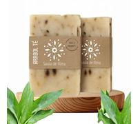 [Pack 2] Jabón de Árbol de Té Artesanal y Vegano - Jabón Facial, de Manos y Cuerpo | Antibacteriano, Purificante y Biodegradable | Hecho en España con Ingredientes Naturales | 100 g (2, Árbol de Té)