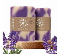 [Pack 2] Jabón de Lavanda Artesanal y Vegano - Jabón Facial, de Manos y Cuerpo | Antibacteriano, Purificante y Biodegradable | Hecho en España con Ingredientes Naturales | 100 g (2, Lavanda)