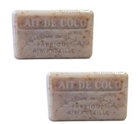 Pack 2 Jabones de Marsella con Leche de Coco y Karité 125 g c/u | Jabón Vegetal Hidratante y Nutritivo | Aroma Coco | Fabricado en Francia