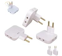 Pack 2 Ladrón Enchufe Plano múltiple de Pared de 3 Tomas con Cabezal Giratorio 180º. Regleta Enchufe Adaptador Europeo y Americano.