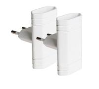 Pack 2 Ladron enchufes plano (enchufe doble) Ladron plano pared fino. Adaptador enchufe de 2 tomas. Toma tierra 10A (250 V) Color Blanco. Ideal para montaje detrás de espacios estrechos