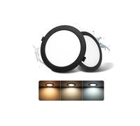 Pack 2 LED Techo Empotrable Negro 16W 3 Tonos 1400lm Agujero Ø145-160mm | Grebeam Downlight LED 160mm 16W Equiv. 150W Halógenos IP44 Ultrafino 30mm de Fondo 3000K/4000K/6000K para Baño y Salón
