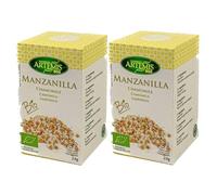 Pack 2 Manzanilla Artemis Bio 20 filtros, infusión ecológica de manzanilla en bolsitas, sabor suave y floral, fácil preparación, 40 filtros y 56 g totales.