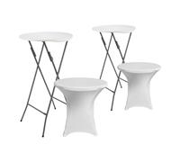 Pack 2 Mesas Altas Plegables Redondas Blancas con Funda 61x105cm 7house