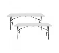 Pack 2 mesas plegables 240cm rectangular blanca catering o91