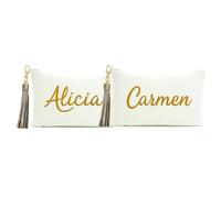 Pack 2 Neceser Personalizado. Organizador de Maquillaje. Regalos Mujer. Neceser Viaje. (Blanco Dorado)