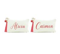 Pack 2 Neceser Personalizado. Organizador de Maquillaje. Regalos Mujer. Neceser Viaje. (Blanco Rojo)