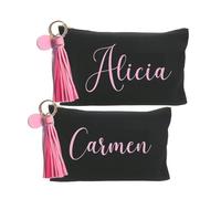 Pack 2 Neceser Personalizado. Organizador de Maquillaje. Regalos Mujer. Neceser Viaje. (Negro Rosa)