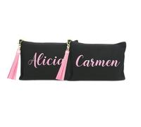 Pack 2 Neceser Personalizado. Organizador de Maquillaje. Regalos Mujer. Neceser Viaje. (Negro Rosa)