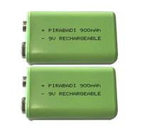 Pack 2 pilas 9 V recargables 900 mAh 6LR61 6F22 NI-MH NIMH ACCU Batería | Gran capacidad | Alta Calidad | Mando a distancia | Robot de juguete | Lámpara | MP3 MP4 ETC... (900 mAh)