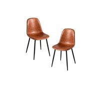 Pack 2 sillas black teok polipiel - camel vintage