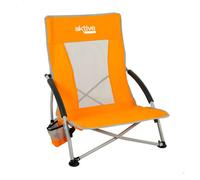 Pack 2 sillas de playa bajas y transpirables naranja c/posavasos aktive