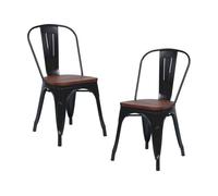 Pack 2 sillas industriales de acero y madera thinia home