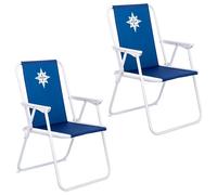 Pack 2 sillas playa y camping plegables con cierre de seguridad, estructura acero pintura Epoxi anticorrosión, tejido loneta Oxford 600 D poliéster azul marino, respaldo mono-posición