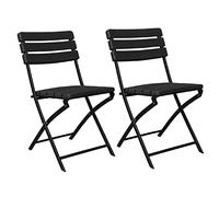 Pack 2 Sillas Plegables Efecto Madera Negro 55x46x81cm 7house