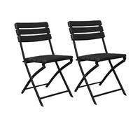 Pack 2 Sillas Plegables Efecto Madera Negro 55x46x81cm 7house