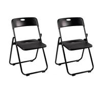 Pack 2 Sillas Plegables Negras Eventos - Estructura Hierro Reforzado y Asiento Plástico Rígido - Ligera, Apilable y Resistente para Catering, Oficinas y Ceremonias - Diseño Ergonómico (75x40x39 cm)