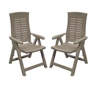 Pack 2 sillones plegables muebles de exterior silver estilo práctico en color marrón 59x108x62 cm