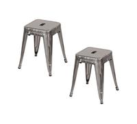 Pack 2 taburetes bajos industriales de acero thinia home