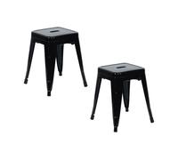THINIA HOME Pack 2 Taburetes Bajos Industriales Apilables de Acero 38x38x46cm