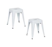 Pack 2 taburetes bajos industriales de acero thinia home