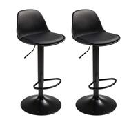 Miroytengo Pack 2 Taburetes de Bar o Cocina, Silla Alta Bistro, Altura Regulable, Asiento Acolchado, 360º, Negro