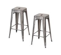 Pack 2 taburetes medios industriales de acero thinia home