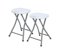 Pack 2 Taburetes Plegables de Resina y Acero 31x45cm Blancos 7house