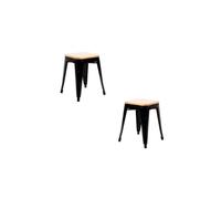 RegalosMiguel Pack 2 Taburetes Torix Pequeños Madera Natural - Negro