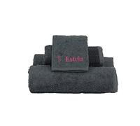 Pack 2 Toallas de tocador con Nombre y Motivo (30 x 50 cm), Gris