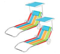 Pack 2 tumbonas carro playa 2 en 1 c/cojín acolchado y parasol aktive 72 cm