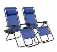 Pack 2 Tumbonas o Sillas de Exterior Plegables para jardín | Playa | Piscina o Terraza | Hamacas Reclinables Camping con Portavasos y Reposacabezas | Hasta 150kg | Silla plegable playa o Tumbona