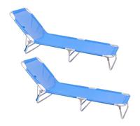 Pack 2 tumbonas playa reclinables de 3 posiciones convertible en cama azul de aluminio Lola Home