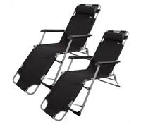 Pack 2 tumbonas plegables jardín 3 posiciones negras c/cojín aktive
