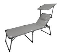 Pack 2 tumbonas plegables playa altura xl c/parasol y cojín gris aktive 67 cm