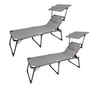 Pack 2 tumbonas plegables playa altura xl c/parasol y cojín gris aktive 67 cm