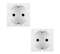 Pack 2 unidades Base de enchufe Schuko GW20265 Blanco | Enchufe con dispositivo seguridad | 2P + T 16 A 250V AC | Embornamiento tornillo | 2 módulos | Rasmacor