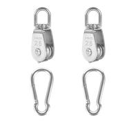 Pack 2 Unidades Bloques de Poleas Montadas M25 de Acero Inoxidable 304, Polea Monobloque Rotatoria con 2 Mosquetones