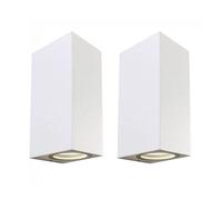 wonderlamp Pack 2 - Aplique de pared exterior Classic, 2 Luces GU10, IP 44, Lámpara Exterior Moderno, Blanco Mate